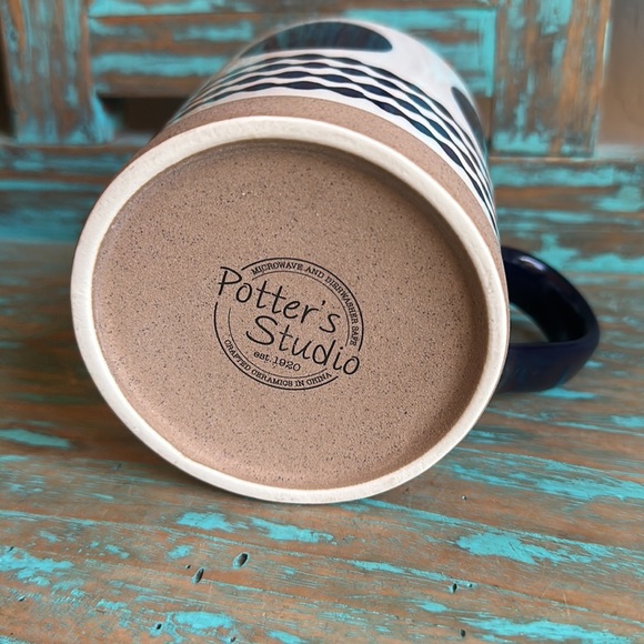 Potter’s Studio Large Polka Dots and Squiggly Lines Coffee Mug Tea - Picture 7 of 8